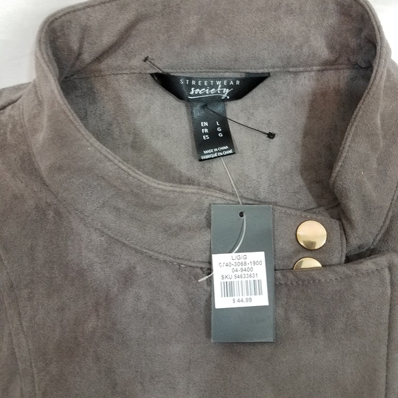Streetwear Society Faux Suede Moto Jacket L Nwt - Picture 4 of 8